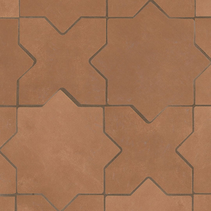 Terracotta Star and Cross Porcelain Mosaic Tile