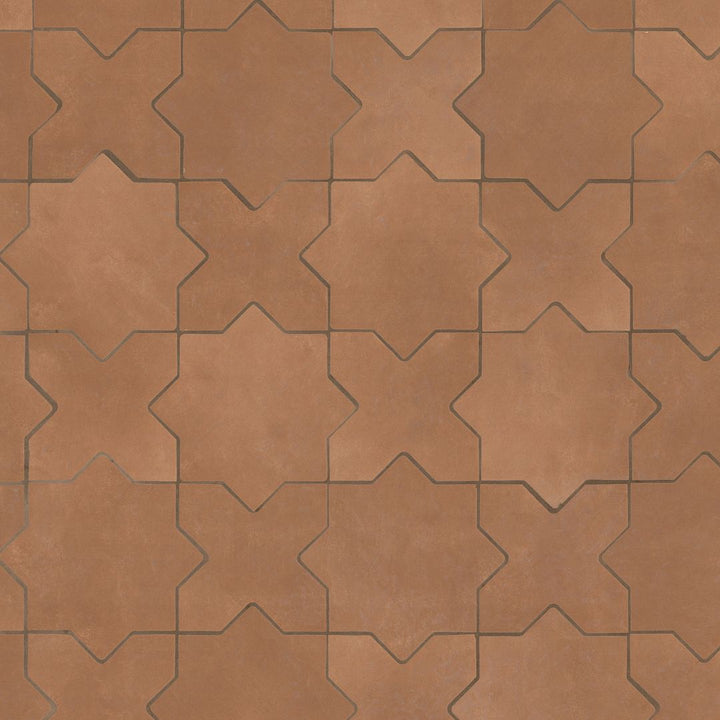 Terracotta Star and Cross Porcelain Mosaic Tile