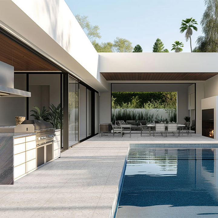 Terrazo Glacier, 24" x 24" | 2CM Porcelain Pool Paver by MSI
