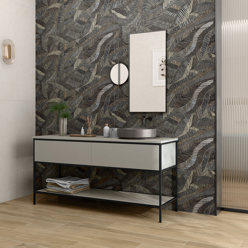 Tinsel Brown Leaf, 24" x 48" - Porcelain Tile