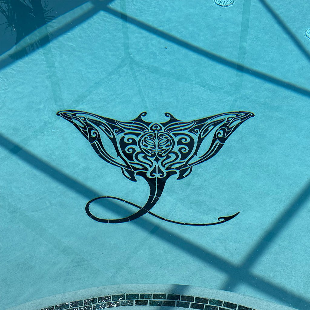 Tribal Manta Ray Mosaic | CM-MR1-60 | Pool Mosaic by Custom Mosaics
