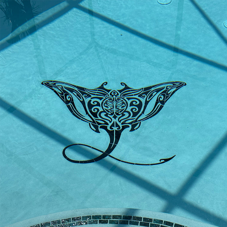 Tribal Manta Ray Mosaic | CM-MR1-60 | Pool Mosaic by Custom Mosaics