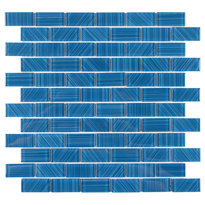 Striped Turquoise, 1" x 2" Mosaic Tile | TAESTRITURQ12 | Glass Tile