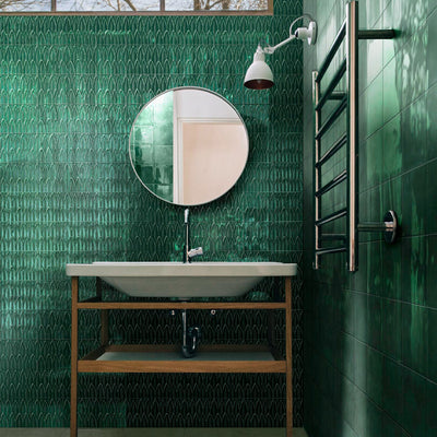 Verde Deco Foglia, 6" x 6" Tile | EMCSOLGVERDEDC | Porcelain Tile