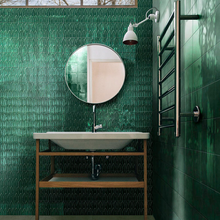 Verde Deco Foglia, 6" x 6" Tile | EMCSOLGVERDEDC | Porcelain Tile