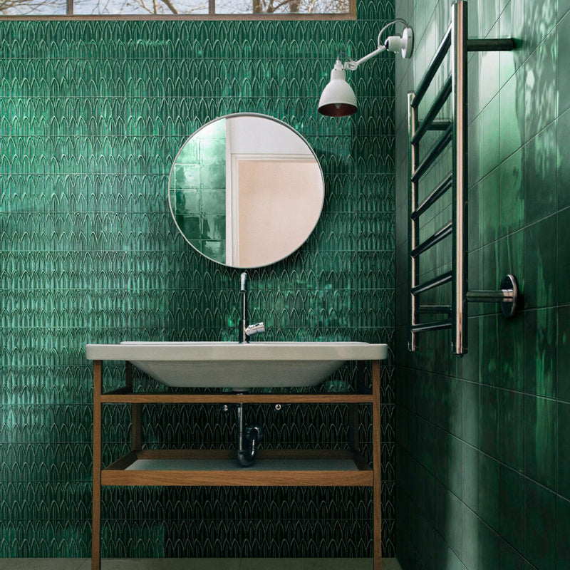 Verde Deco Foglia, 6" x 6" Tile | EMCSOLGVERDEDC | Porcelain Tile