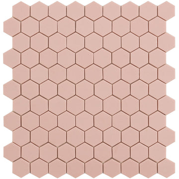 Candy Pale Rose, Hexagon Mosaic Tile | Glass Pool Tile by Vidrepur