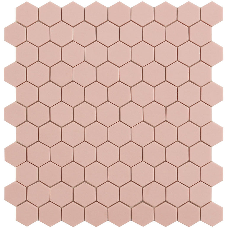 Candy Pale Rose, Hexagon Mosaic Tile | Glass Pool Tile by Vidrepur
