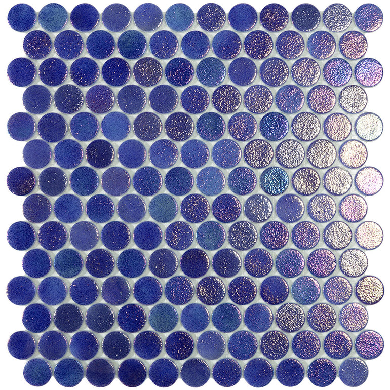 Shell Sapphire Circle - Glass Penny Round Mosaic Tile