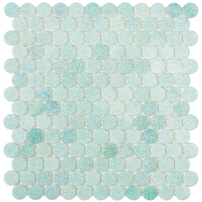 Crystal Mint Circle, Penny Round Glass Tile | Mosaic Tile by Vidrepur