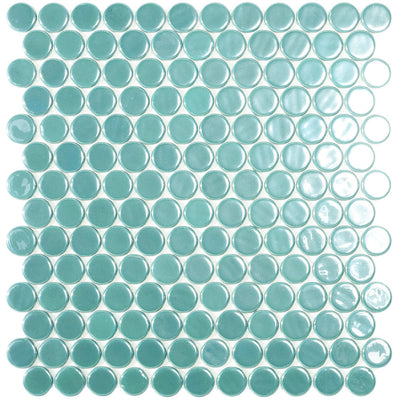 Turquoise Circle - Glass Penny Round Mosaic Tile