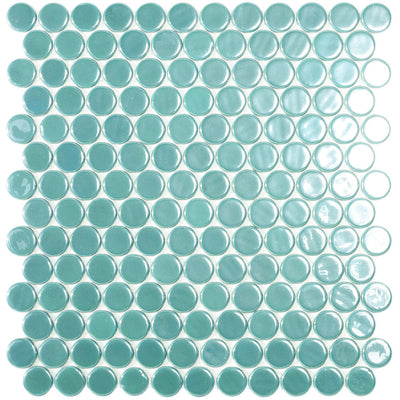Turquoise Circle - Glass Penny Round Mosaic Tile