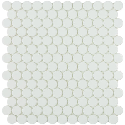 Matte White Circle - Glass Penny Round Mosaic Tile