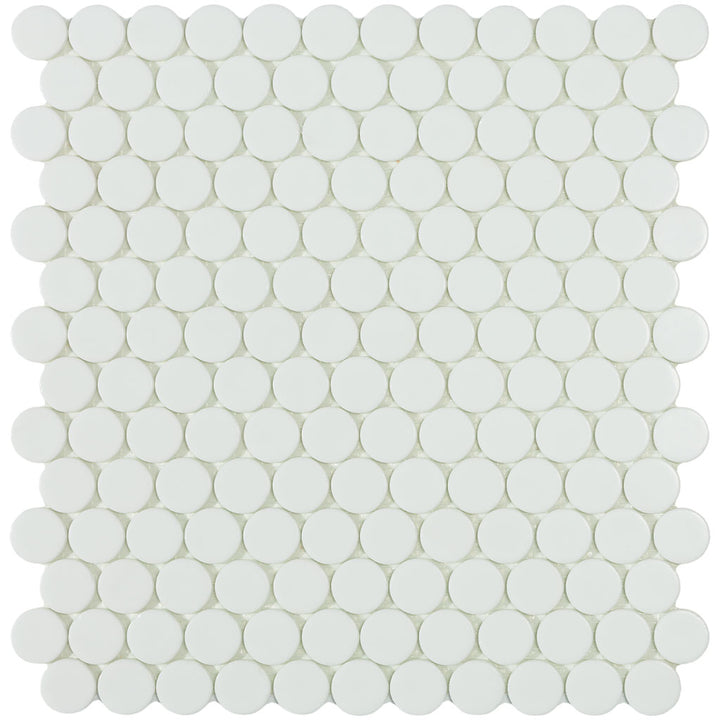 Matte White Circle - Glass Penny Round Mosaic Tile