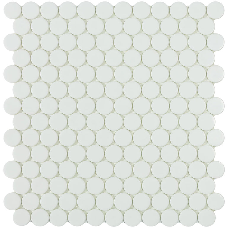 Matte White Circle - Glass Penny Round Mosaic Tile
