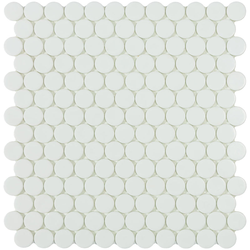 Matte White Circle - Glass Penny Round Mosaic Tile