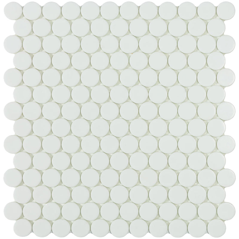 Matte White Circle - Glass Penny Round Mosaic Tile