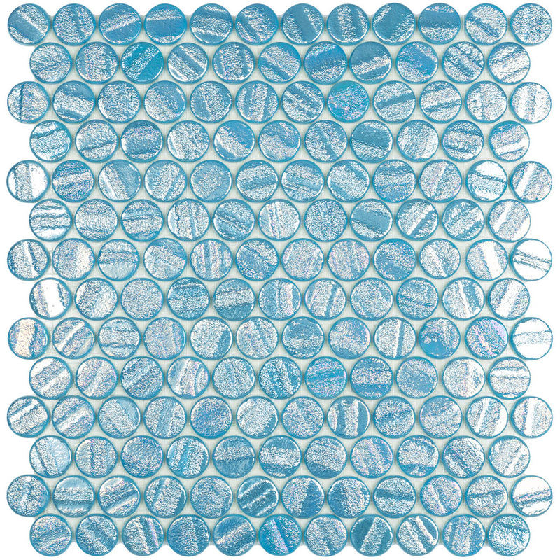 Laguna Light Blue Circle - Glass Penny Round Mosaic Tile