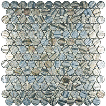 Laguna Ocean Circle - Glass Penny Round Mosaic Tile