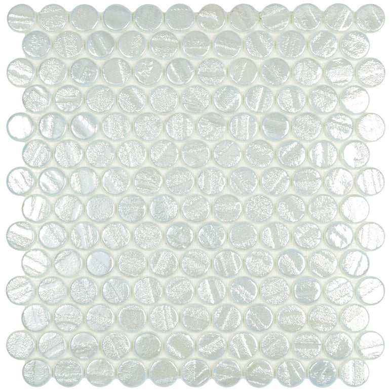 Laguna White Circle - Glass Penny Round Mosaic Tile