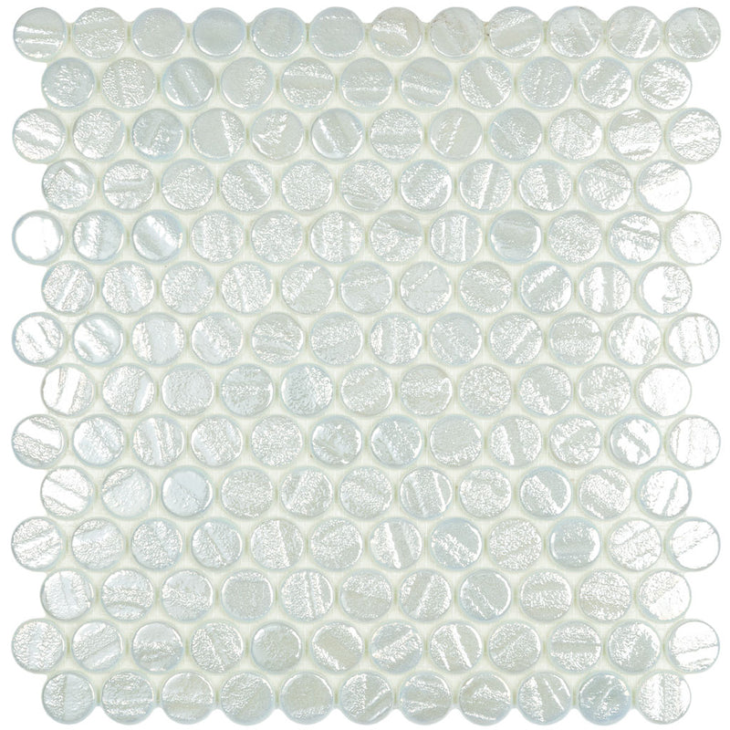Laguna White Circle - Glass Penny Round Mosaic Tile