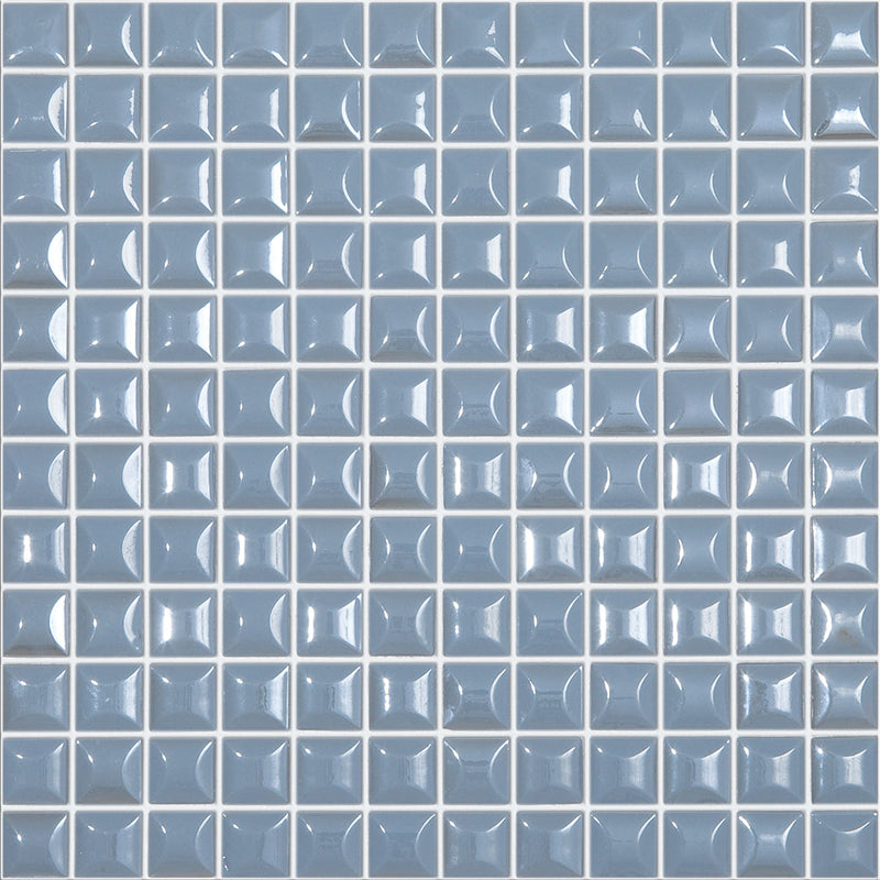 Glacier Blue Pillow Texture, 1" x 1" - Glass Tile