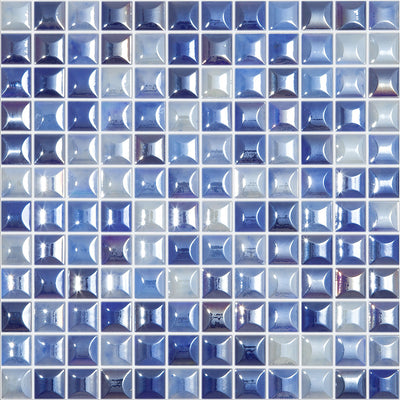 Malibu Ocean Blend Pillow Texture, 1" x 1" - Glass Tile