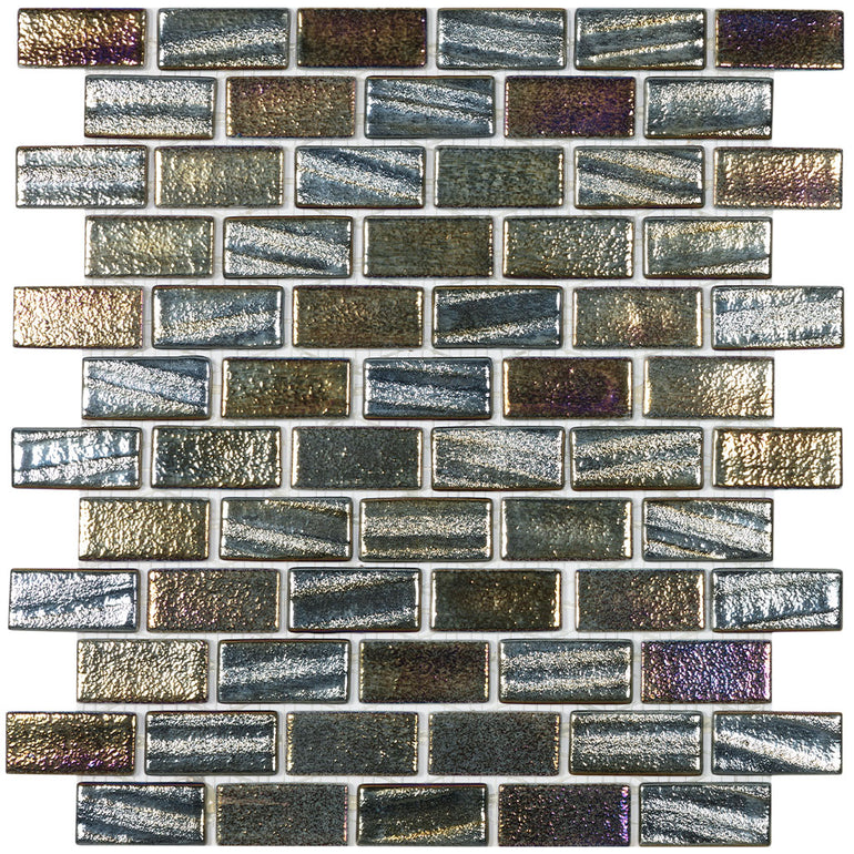 Fusion Black T, 1" x 2" - Glass Tile