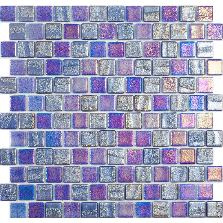 Fusion Dark Blue T,  1" x 1" Brick - Glass Tile