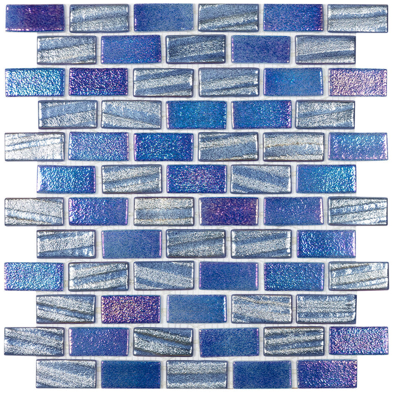Fusion Dark Blue T, 1" x 2" - Glass Tile