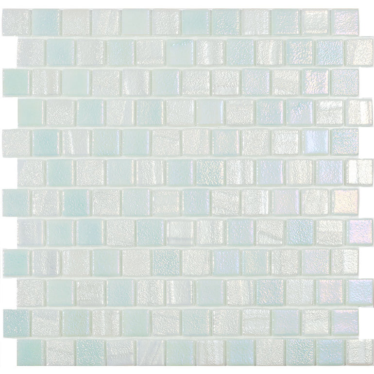 Fusion White T,  1" x 1" Brick - Glass Tile