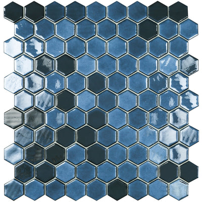 Black Iridescent, Hexagon Glass Tile | Hexagon Mosaics by Vidrepur