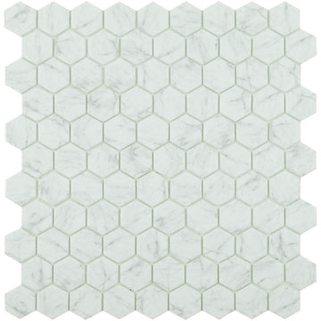 Calacatta Grey Brillo, Hexagon Glass Tile | Mosaic Tile by Vidrepur 
