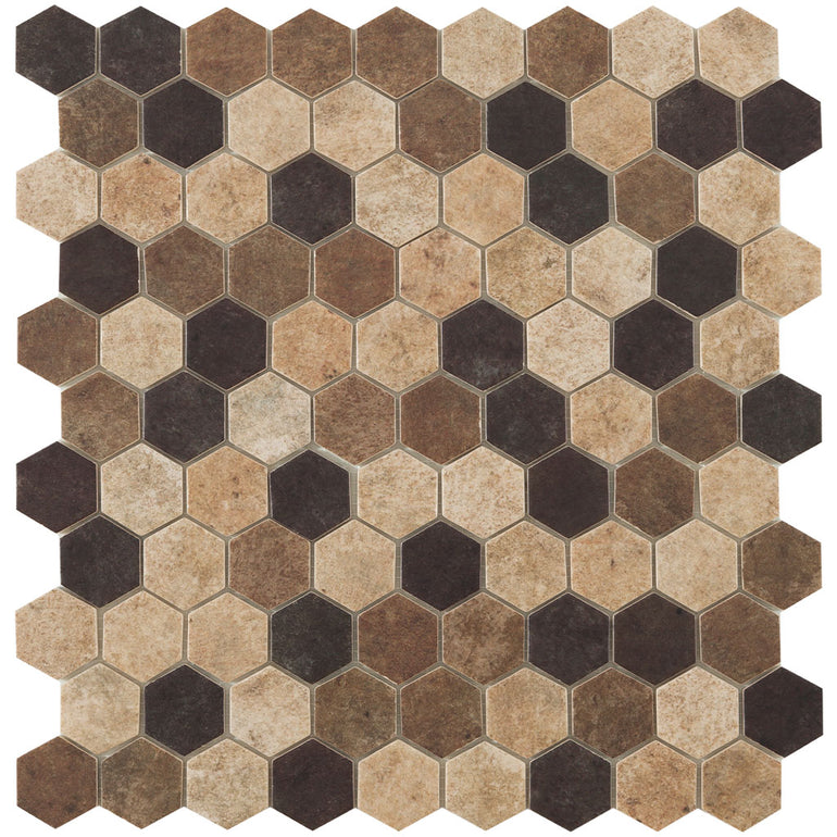 Décor Terra Beige, Hexagon Glass Tile | Mosaic Tile by Vidrepur 