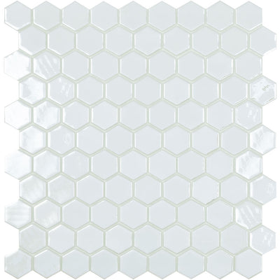 Raw White, Hexagon Glass Tile | Mosaic Tile by Vidrepur 