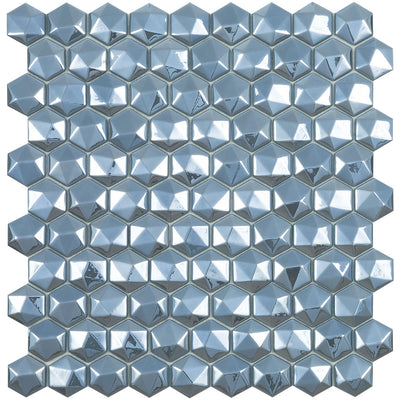 Steel Grey 3D, Hexagon Glass Tile | Mosaic Tile by Vidrepur 