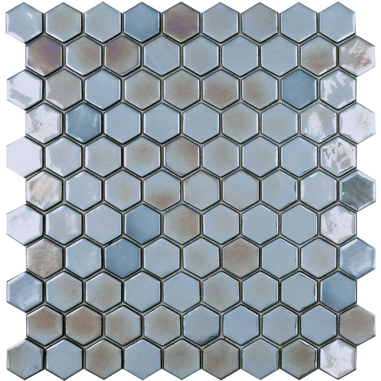 Steel Grey, Hexagon Glass Tile | Mosaic Tile by Vidrepur 