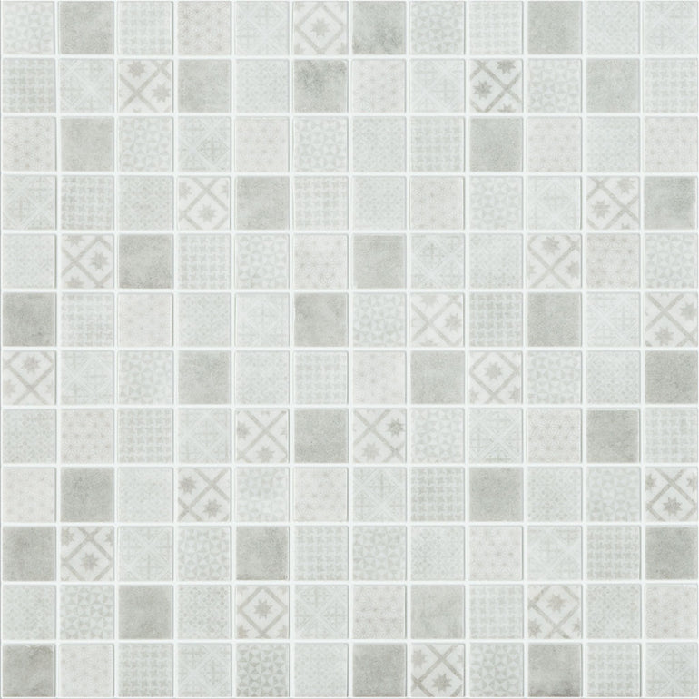 Grey Quilt, 1" x 1" Glass Tile | Patterned Glass Tile by Vidrepur