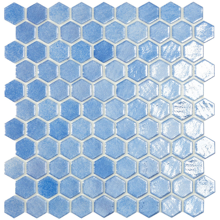 Shell Deep Ocean, Hexagon Mosaic - Glass Tile