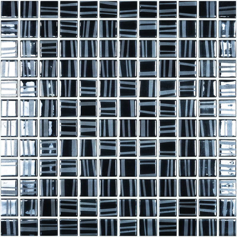 Tender Black, 1" x 1" Glass Tile | Mosaic Pool Tile by Vidrepur 