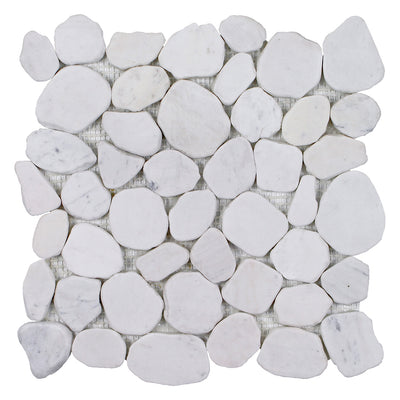 Beach Stones White, Sliced Pebble Tile | Natural Stone by Tesoro