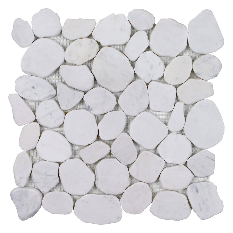 Beach Stones White, Sliced Pebble Tile | Natural Stone by Tesoro