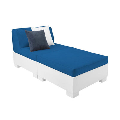 Affinity 2 Piece Sun Chair | Pool & Patio Daybed by Ledge Lounger - White Resin with Pacific Blue Cushion 