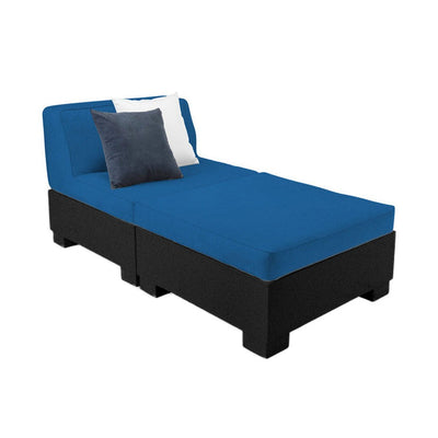 Affinity 2 Piece Sun Chair | Pool & Patio Daybed by Ledge Lounger - Black Resin with Pacific Blue Cushion