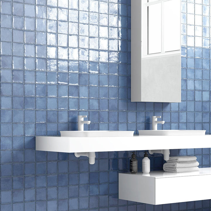 Altea Thistle Blue, 4" x 4" Ceramic Tile | Zellige-Look Tile