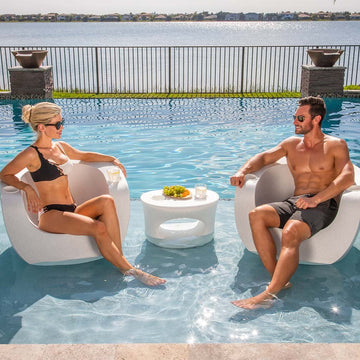 Amped In-Pool Stool/Table with White Cupholders | Pool Accessory