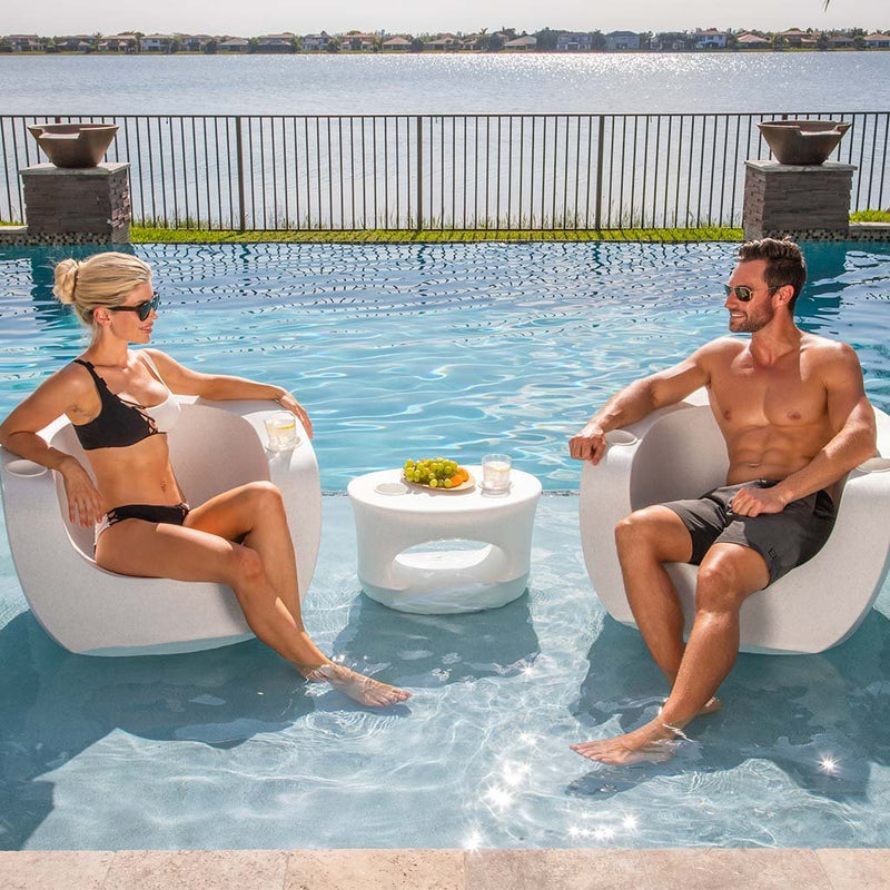 Amped In-Pool Stool/Table with White Cupholders | Pool Accessory