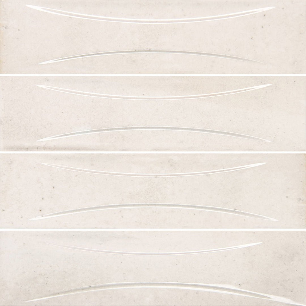 Antique White Relief 3" x 12" Porcelain Tile for Pools, Spas, Kitchens, and Bathrooms