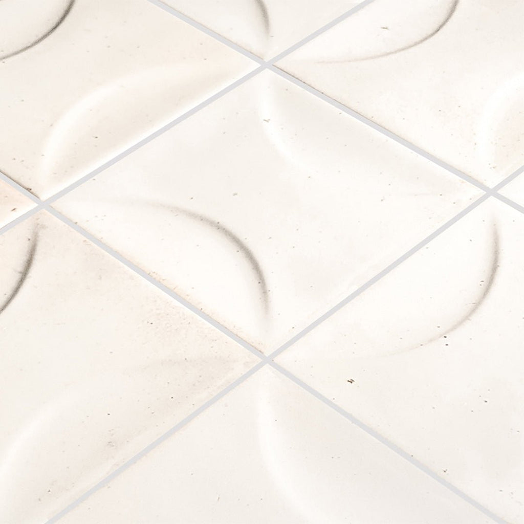 Antique White Relief, 6" x 6" Porcelain Tile | Artistry in Mosaics