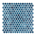 Arrecife Blue, Penny Round Mosaic - Glass Tile